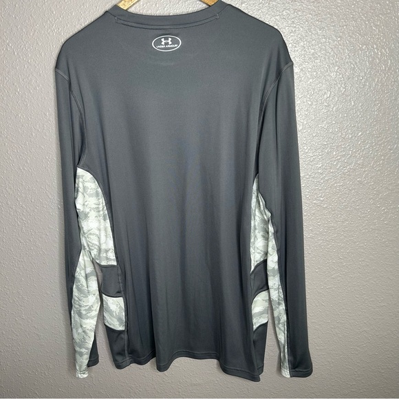 Under Armour Gray White Camo Coolswitch Long Sleeve Loose Fishing Shirt - Picture 2 of 7